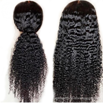 30 Inch Kinky Curly Wigs Lace Front 13X6 Human Hair Deep Curly Human Hair Wigs Full Lace Human Hair Wig with Bangs Loose